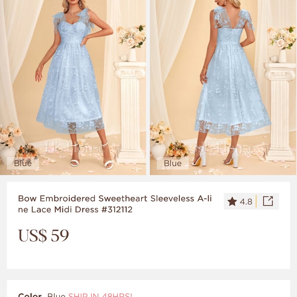 Elegant Sleeveless Blue Lace Midi Dress